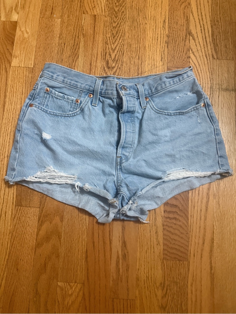 Levi’s High-Waisted Light Blue Denim Cutoff Shorts